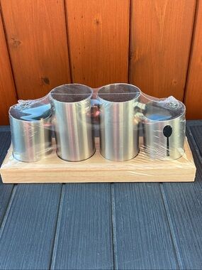 Sorbus  heavy Stainless Steel Kitchen Canister Set on Wood Tray - Silver. New